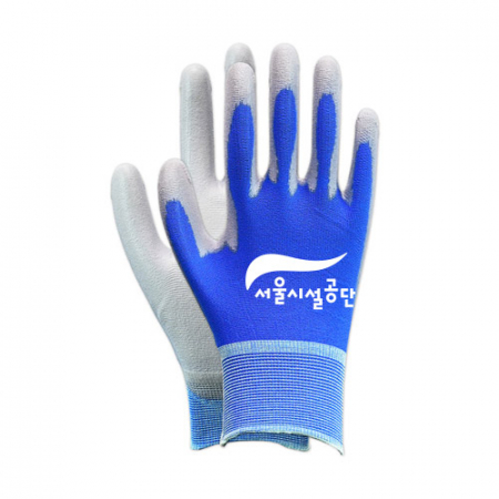 폴리 블루 PU 장갑 단목 #2