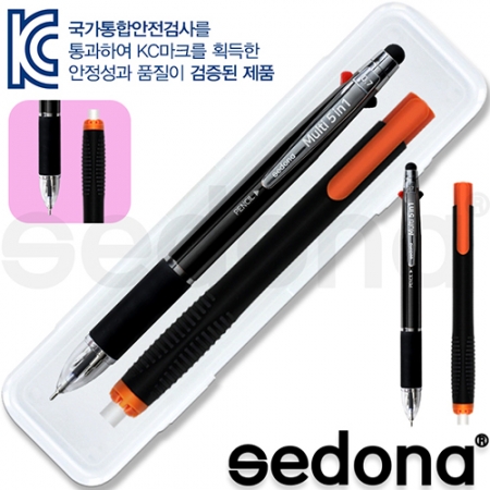 세도나 멀티 5in1 그립 니들 터치 볼펜 + 코닉 노크 지우개 6.8 세트 #2