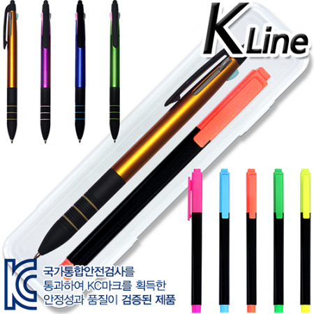 케이라인 3색 터치펜 + 스타 사각 형광펜 불투세트 #3
