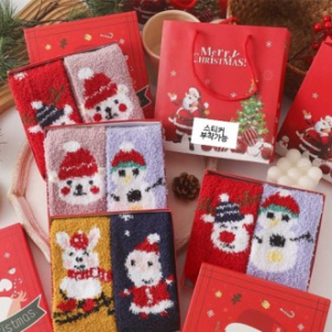 크리마스양말 산타양말 성탄절양말 수면양말 쇼핑백+케이스+수면양말2개세트