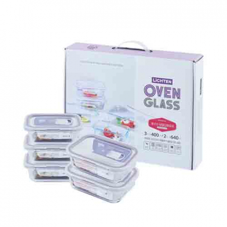 주방을담다 퍼플락 밀페용기 오븐용기 혼합5조(640ml*2EA 400ml*3EA) #2