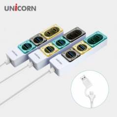 유니콘 USB3.2 Gen1 4포트 USB멀티허브 A+C타입 젠더 듀얼컨텍터 RHC-200D