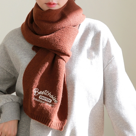 DYNN 남녀공용 빈티지 부드러운 니트 자수 포인트 겨울 쁘띠 머플러 목도리 #5