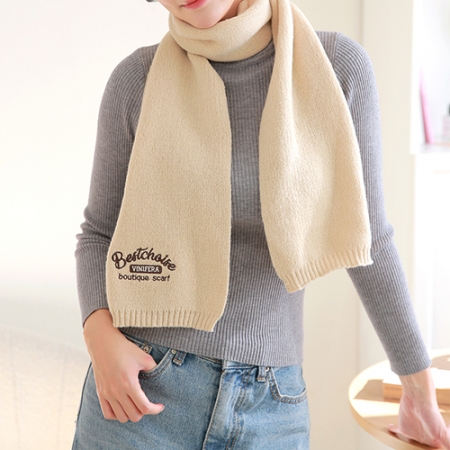 DYNN 남녀공용 빈티지 부드러운 니트 자수 포인트 겨울 쁘띠 머플러 목도리 #3