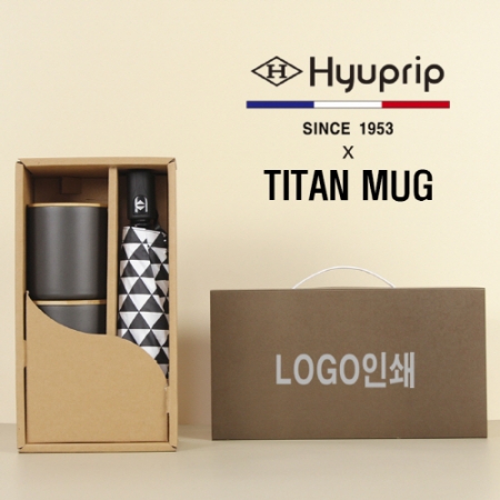 협립3단 미니스타앵글 완전자동 우양산 + 타이탄우드 스텐머그컵2P 세트 #2