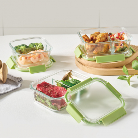 아보레 내열유리 밀폐용기 혼합 3종세트 그린 #2