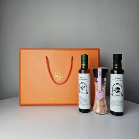 올리브오일 250ml + 아보카도오일 엑스트라버진 250ml + 핑크솔트200g 글라인더포함 선물세트 #2