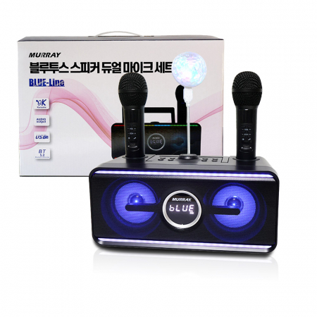 머레이 블루투스 듀얼마이크 휴대용 노래방기기 블루 라인 + usb형 미니 미러볼 #5