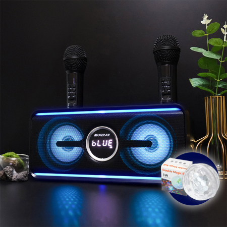 머레이 블루투스 듀얼마이크 휴대용 노래방기기 블루 라인 + usb형 미니 미러볼 #3