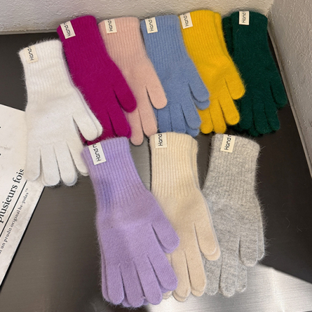 W012 핸드메이드 앙고라 장갑 손가락 무지 니트장갑 #3