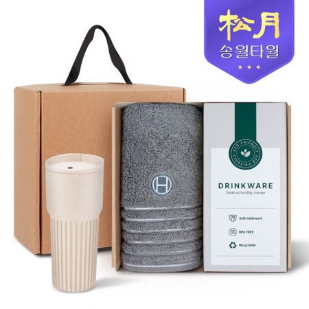 송월타올 리빙 기프트세트 18, 호텔컬렉션 필라라인40 1P + 커피텀블러709ml 1P #2