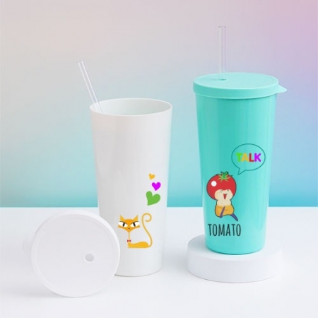 풀칼라인쇄 가능한 애플민트 리유저블 빨대텀블러 670ml #2