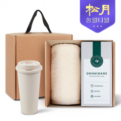 송월타올 리빙 기프트세트 11 뉴베이직 타올 130g x 1P + 커피텀블러 630ml 1P