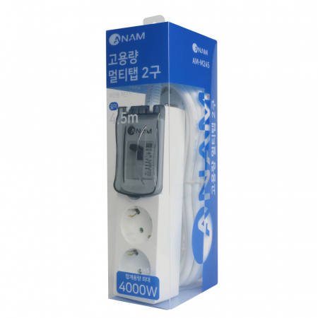 아남 고용량 4000W 배선차단기 2구 멀티탭 4.5m 국산 과부하 차단기 #7