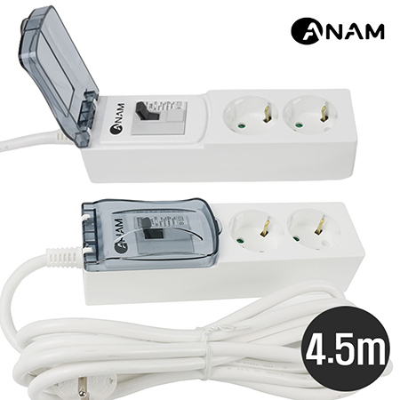 아남 고용량 4000W 배선차단기 2구 멀티탭 4.5m 국산 과부하 차단기 #2