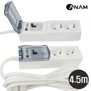아남 고용량 4000W 배선차단기 2구 멀티탭 4.5m 국산 과부하 차단기