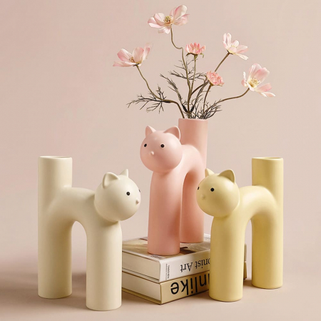 밀키 고양이 도자기 화병 꽃병 #2