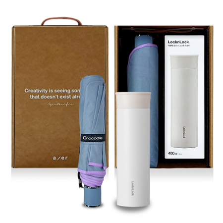 레스쁘리 고급 텀블러세트 CC, 락앤락 슬림핏 스크류 텀블러400ml + 크로커다일 바이어스 우산 #2