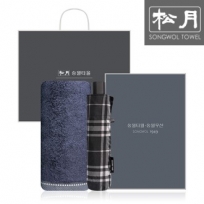 송월 SWU 3단 뉴모던체크 우산 1P + 솔리드뱀부200g 타올 1P
