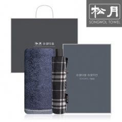 송월 SWU 3단 뉴모던체크 우산 1P + 솔리드뱀부200g 타올 1P