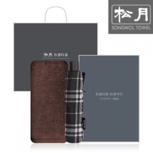 송월 SWU 3단 뉴모던체크 우산 1P + 헤비무지 타올 1P
