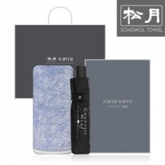 송월 CM 3단 뉴폰지 우산 1P + 솔리드혼방사 타올 1P