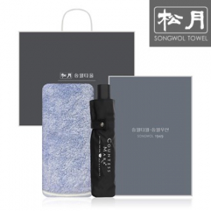 송월 CM 3단 뉴폰지 우산 1P + 솔리드혼방사 타올 1P