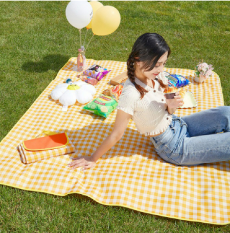 벨크로 손잡이 돗자리 매트 방수 체크 접이식 감성 휴대용 #2