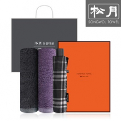 송월 SWU 3단 뉴모던체크 우산 1P + 뱀부프리미엄무지 타올 2P