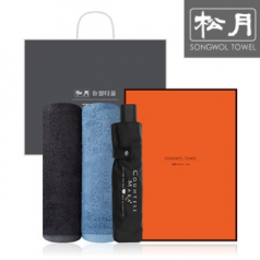 송월 CM 3단 뉴폰지 우산 1P + 뱀부프리미엄무지 타올 2P