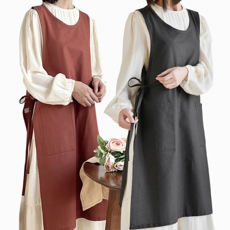 모던 린넨 원피스 앞치마 D타입 3색 #2