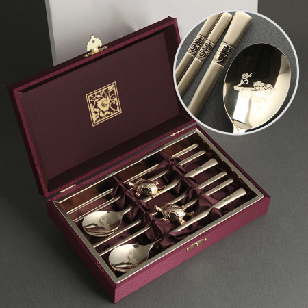 매화수골드 2P 수저세트 // 거북수저받침 포함 #2