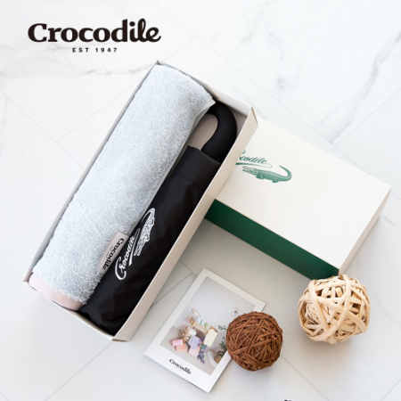 크로커다일 3단 곡자 자동 우산 + 코마사 40수 호텔수건 200g 우산타올세트 #3