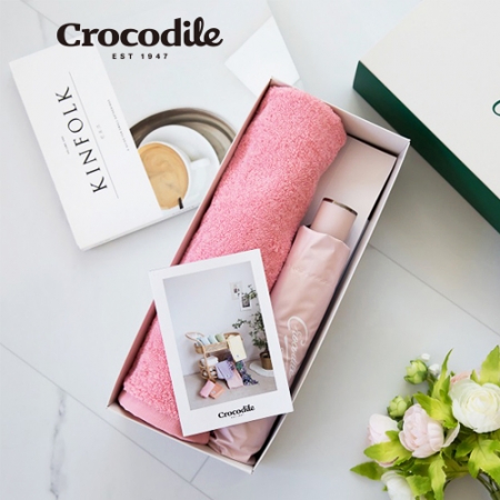 크로커다일 3단 파스텔 암막 우산 + 코마사 40수 호텔 수건 220g 우산타올세트 #3