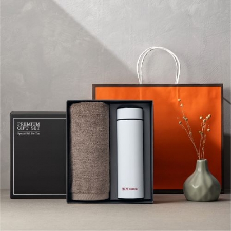 송월 프리미엄 선물 세트, 송월 뉴 컬러 무지40 1P + 스마트온도텀블러 500ml 1P #2