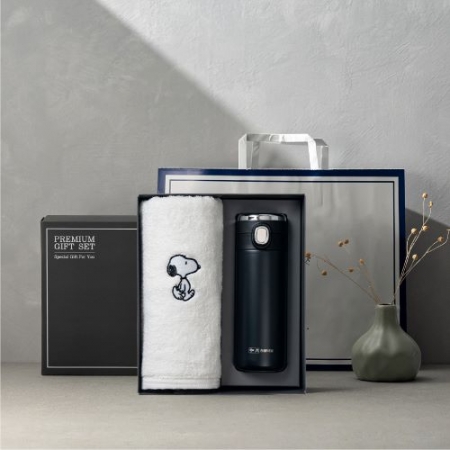 송월 프리미엄 선물 세트 스누피 리버40 1P + 원터치스마트텀블러 420ml 1P #4