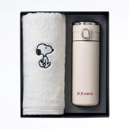 송월 프리미엄 선물 세트 스누피 리버40 1P + 원터치스마트텀블러 420ml 1P #6