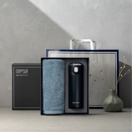 송월 프리미엄 선물 세트 송월 라이트 무지40 1P + 원터치스마트텀블러 420ml 1P #4