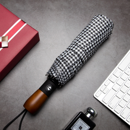 루티네 체크우드 3단우산 #6