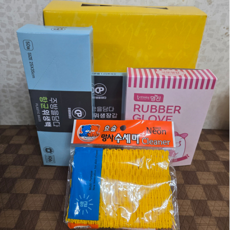 주방을담다 4종선물세트 고무장갑 항균위생백 위생장갑 국산망사수세미2종 #2
