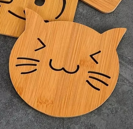 원목냄비받침 145mm 고양이냄비받침 #5