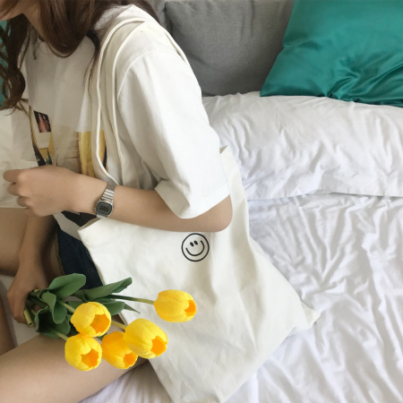 스마일 대형 에코백 캔버스백 보조가방 학원가방 #4