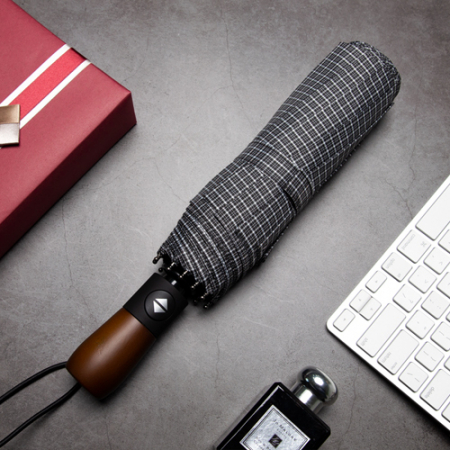 루티네 체크우드 3단 자동 원목 우산 인쇄무료 #6