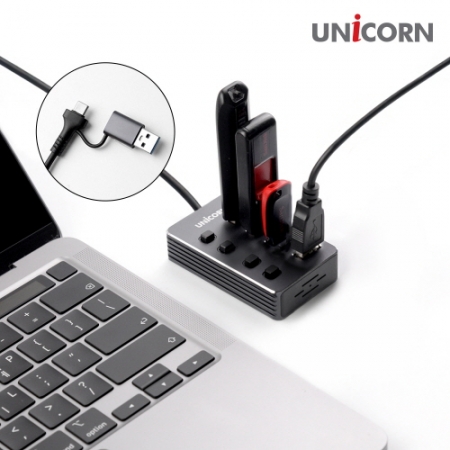 유니콘 NH-400SW USB3.2 Gen1 4포트 USB허브 개별전원스위치 케이블 길이 1.2M #6