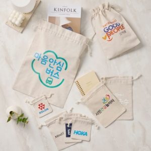 린넨혼방 조리개 파우치 캔버스 빅 더스트백 주머니 미니 천 복조리 8사이즈 // 인쇄 제작