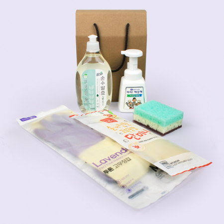 참그린 세제500ml + 키친전용 아이깨끗해 + 고무장갑2개 + 수세미세트 #2