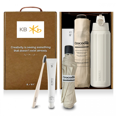 레스쁘리 고급 락앤락 세트 C, 슬로라이트 텀블러 + 크로커다일 레터링 우산 + 치약 칫솔세트 #3