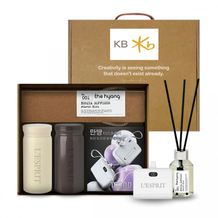 레스쁘리 스페셜 4P 세트 W, 디퓨저 100ml+만땅 도킹형 보조배터리+모니 텀블러 2개 #3