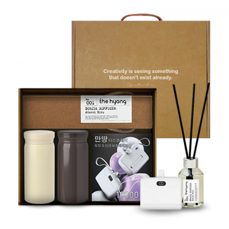 레스쁘리 스페셜 4P 세트 W, 디퓨저 100ml+만땅 도킹형 보조배터리+모니 텀블러 2개 #2