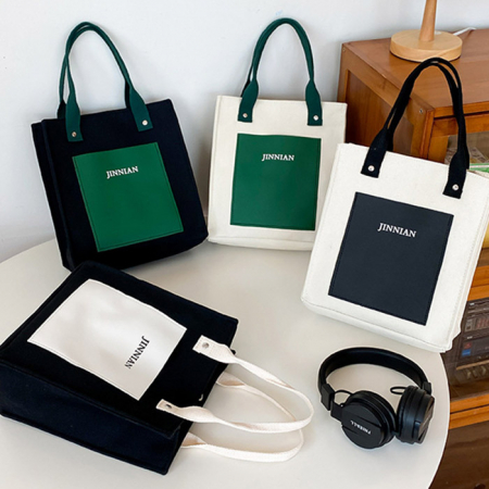 B152 트렌디 캔버스백 에코백 캐주얼 학생 면 보조 가방 인쇄 답례품 행사 기념품 #3